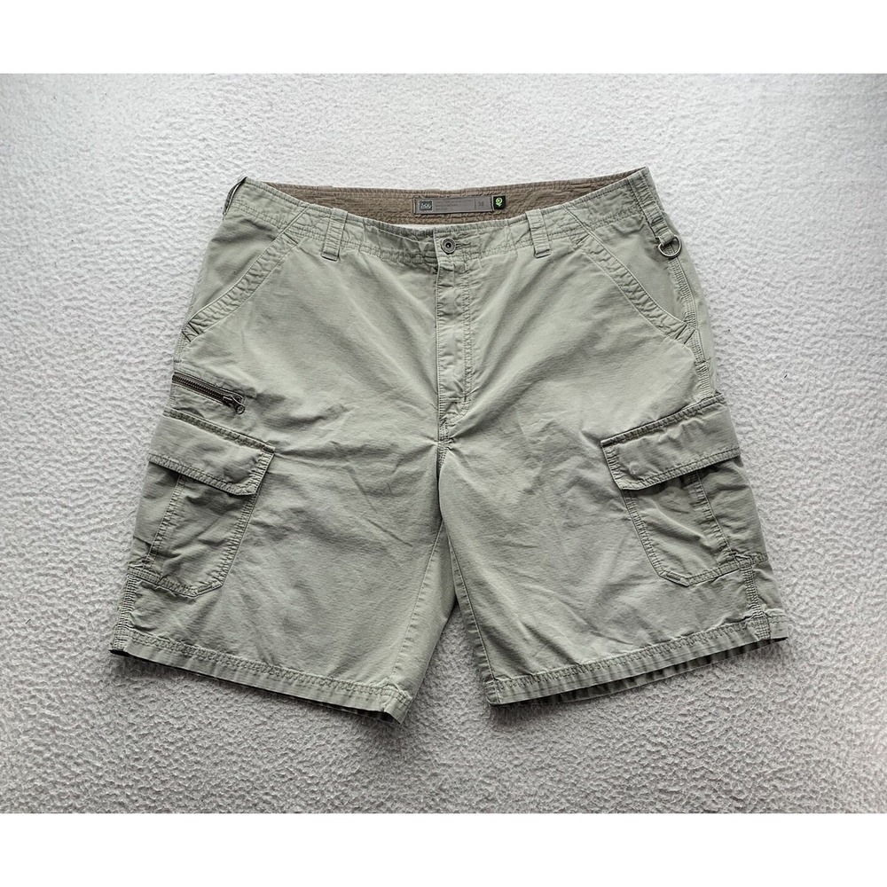 REI Cargo Shorts Mens 38 10"‎ Organic Cotton Ripstop Tan Beige Hiking Outdoors